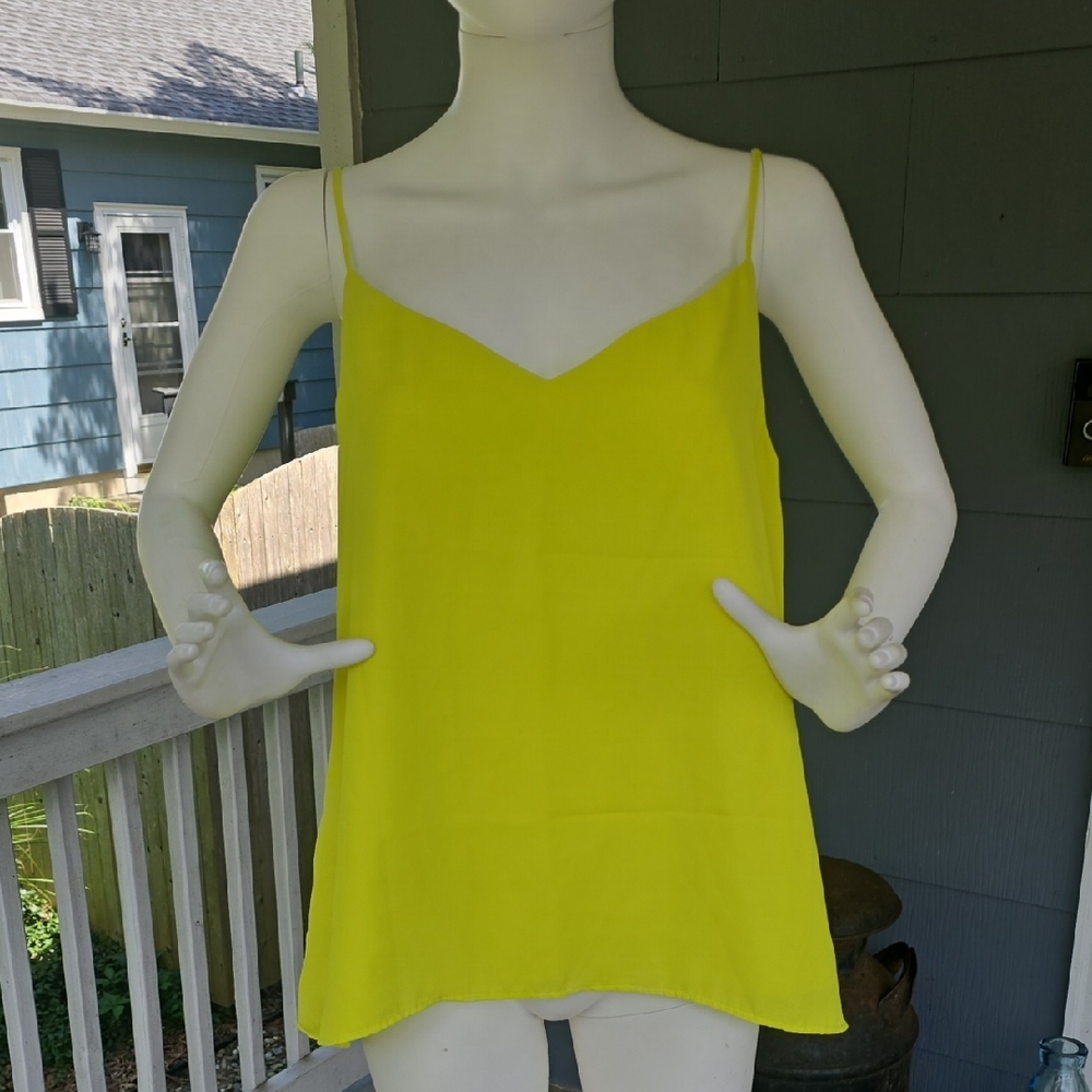 Neon Yellow V Neck Tank Top